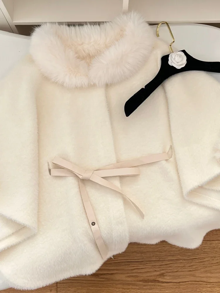 Женские белые плюшевые пальто Harajuku в корейском стиле 2000-х годов модная зимняя