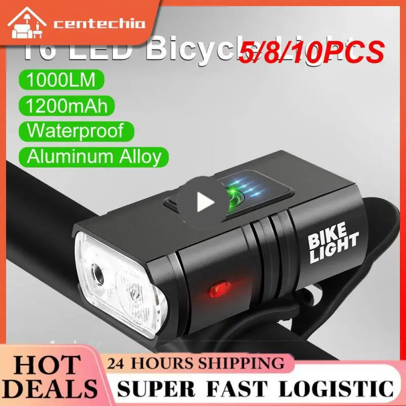 

10PCS 1000LM Bicycle Portable Headlight Bike Headlamp Lighting USB Rechargeable Front Back Rear Taillight Cycling Safety Warning