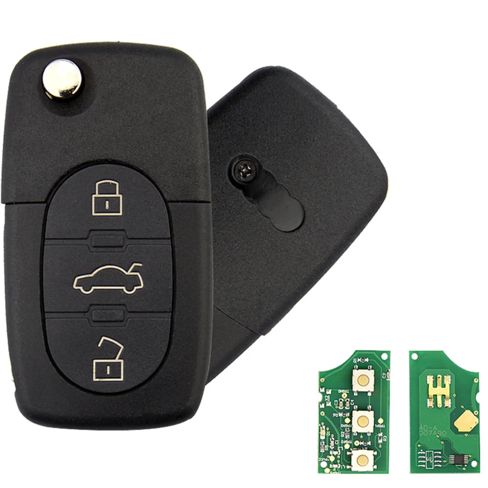 Автомобильный дистанционный откидной ключ 3 кнопки 433 МГц чип ID48 4D 0837231 K Auto для Audi