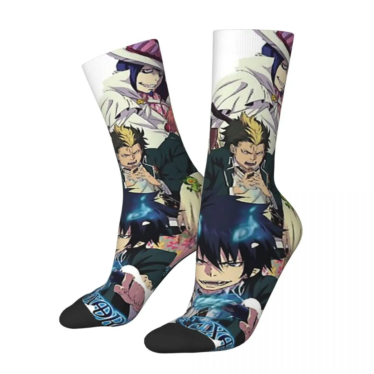 

Забавные сумасшедшие носки для мужчин, Командные носки в стиле хип-хоп в стиле Харадзюку, синие экзорцистские Носки с рисунком демона из ани...