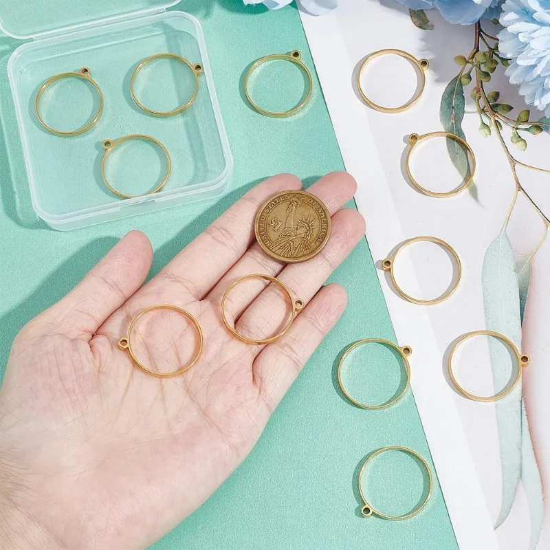 12 шт. 24 5 мм 304 подвески из нержавеющей стали с открытой задней панелью круглые