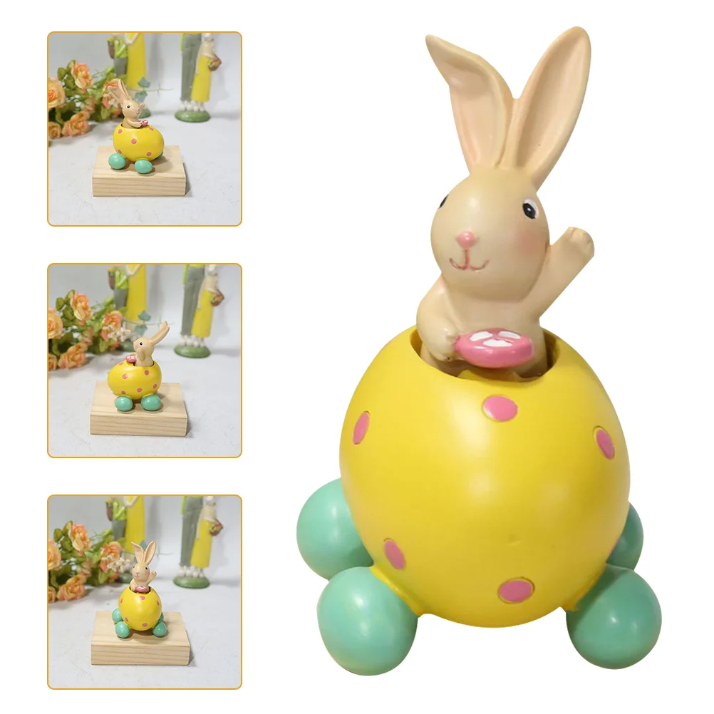 

Resin Bunny Sculpture Easter Rabbit Ornament Easter Eggshell Decoration Easter Gift for Decor