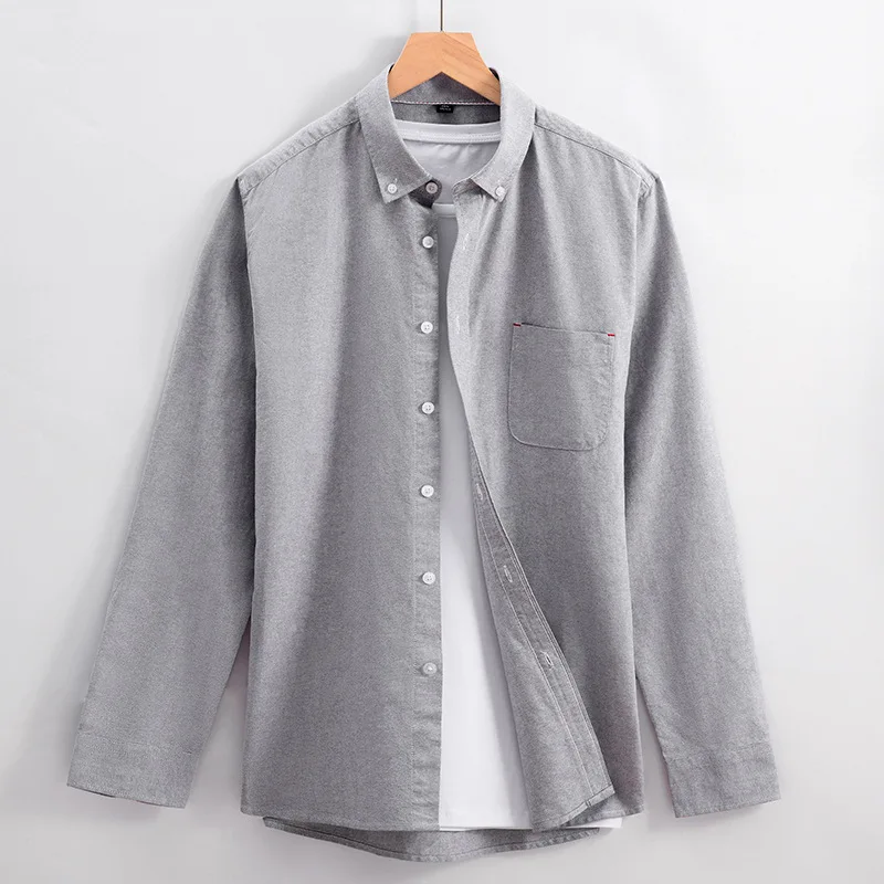 100% Cotton Oxford Long Sleeve No Fade Casual Fashion Slim Fit Mens Social Shirt