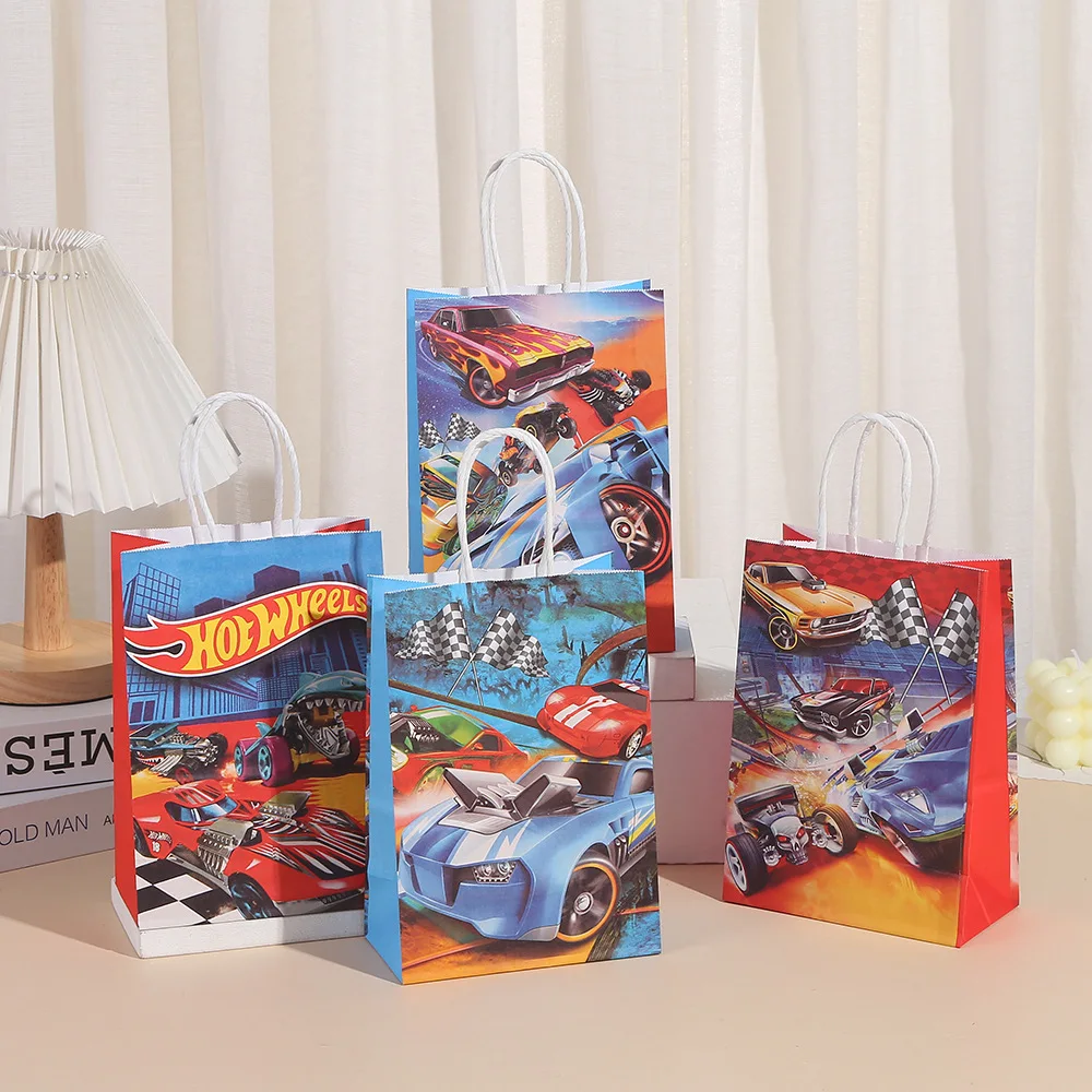 

21*15*8CM Hot Wheels Race Car Theme Boy Birthday Favors giftBags Party Treat School Racing Candy Gift Packaging Party Supplies