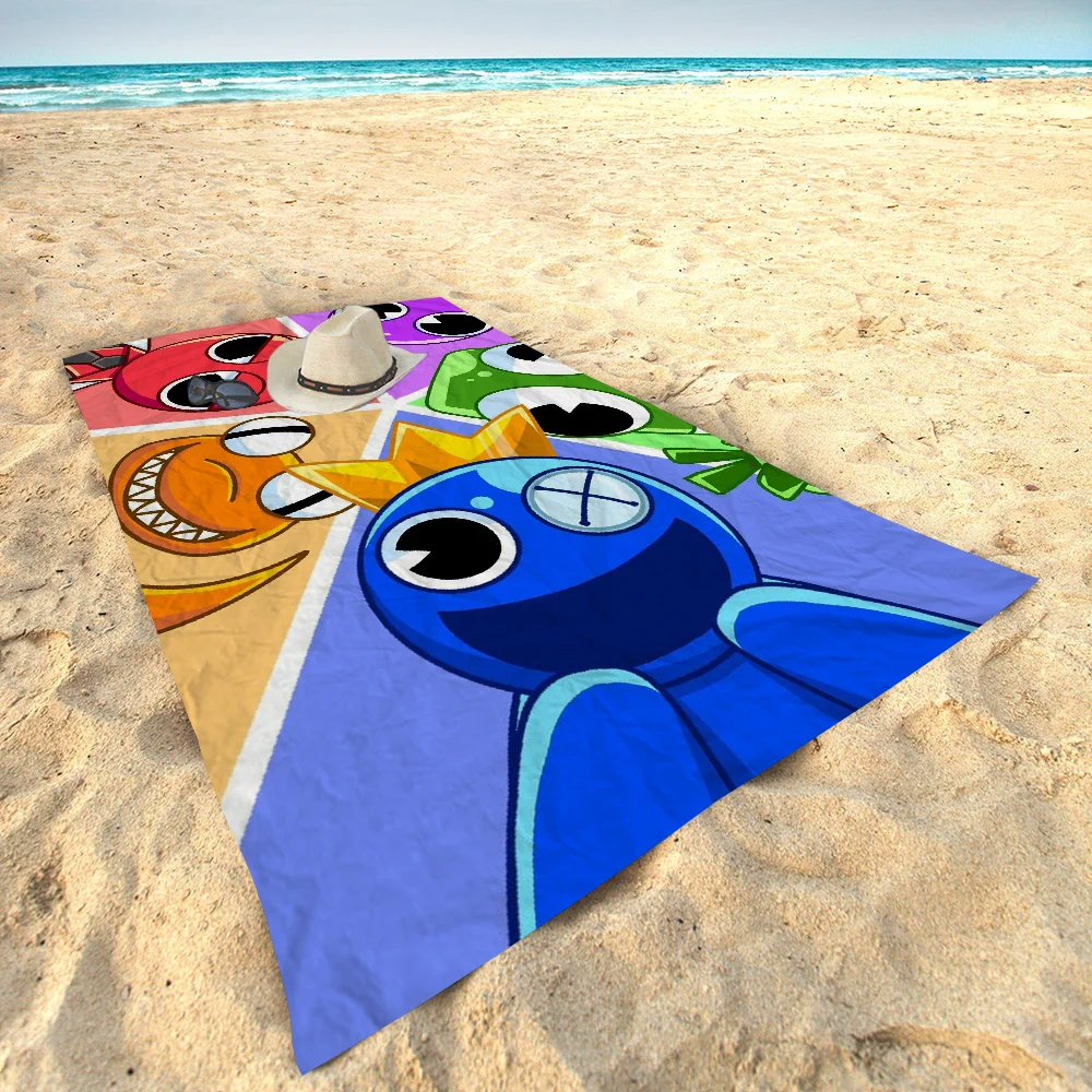 Пляжное полотенце из микрофибры Rainbow Friends впитывающее быстросохнущее мягкое для