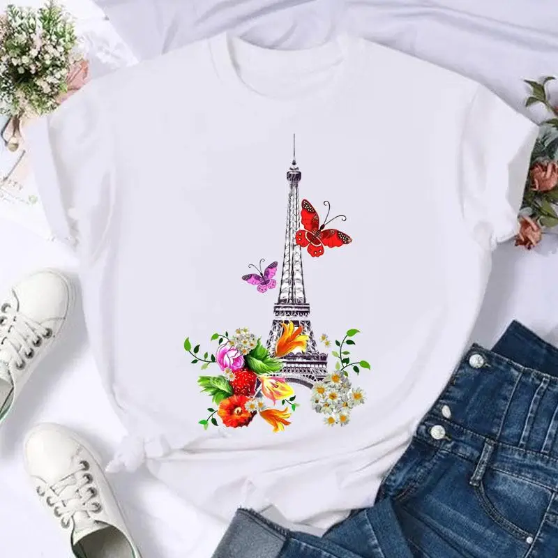 

Short Sleeve Butterfly Spring 90s Cute Fashion Summer Women Print T Shirt Female Casual Top Tshirts Cartoon Graphic Tee T-Shirt