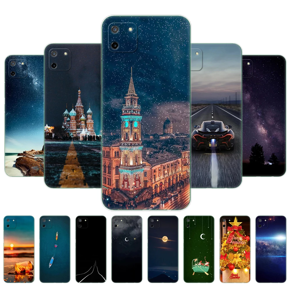 

For Realme C11 2021 2020 Case Soft Silicon Back Cover For OPPO RealmeC11 C 11 RMX3231 RMX2185 6.5inch black tpu case Moon cool