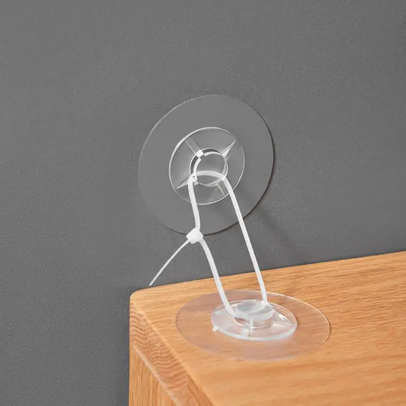 

Strong Self-adhesive Anti Cabinet Goods Shelves Falling Hook Wall Tie Line Holder Fixed Patch Retainer Protection Child