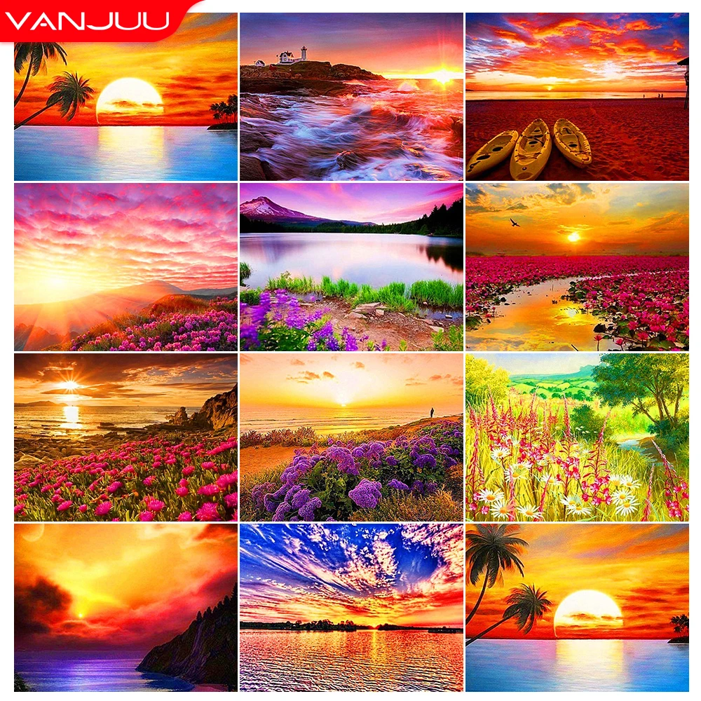 

Sunset Clouds 5D Diamond painting landscape Diamond Mosaic Full Drill Diamond Embroidery DIY Rhinestones Painting Home Deco