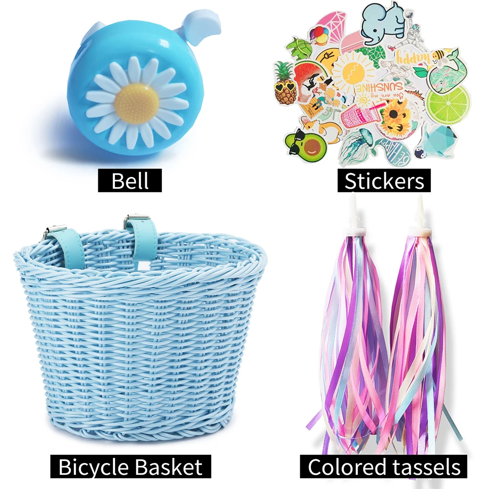 

Cute D Shape Woven Wicker Bike Basket, Front Handlebar Bicycle Basket