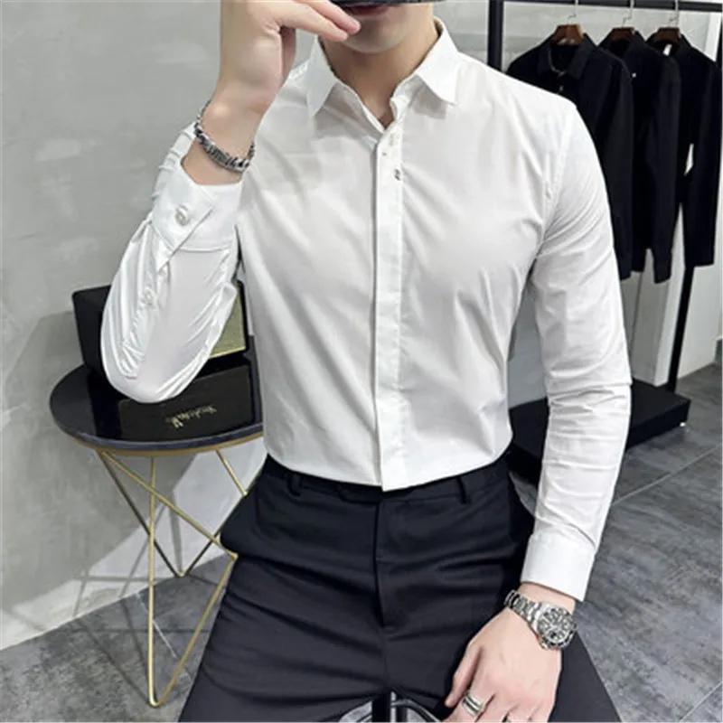 

Мужская рубашка, 7XL, размера плюс, рубашки с длинным рукавом для мужчин, свадебное платье, хлопок, Европейский дизайн, приталенная, Camisa Masculina, мужская одежда