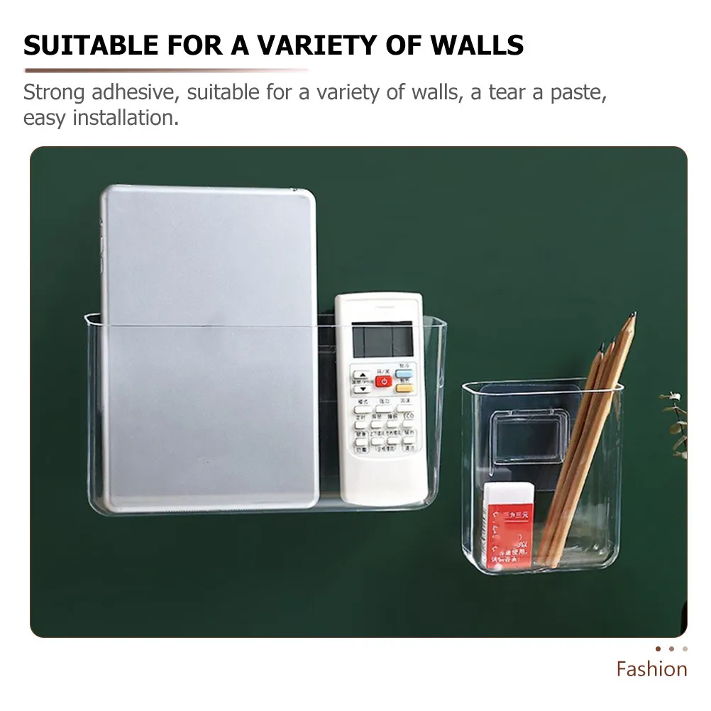 Фото 4 шт. настенных органайзеров для хранения с прочным клеевым креплением, держатель для телефона, настенный кронштейн для дома, кухни, спальни, без сверления. №5