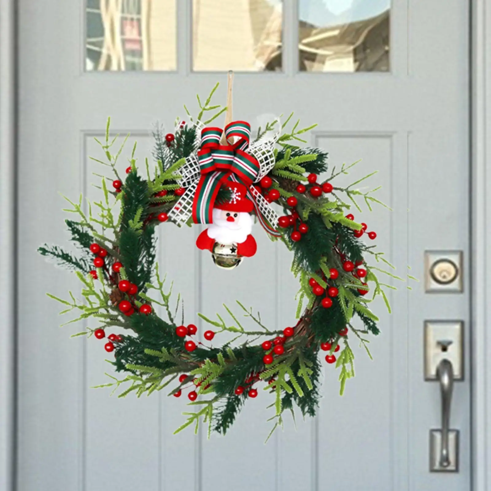 Christmas Wreath for Front Door Xmas 18 inch with Bow Decoration Holiday Fireplace