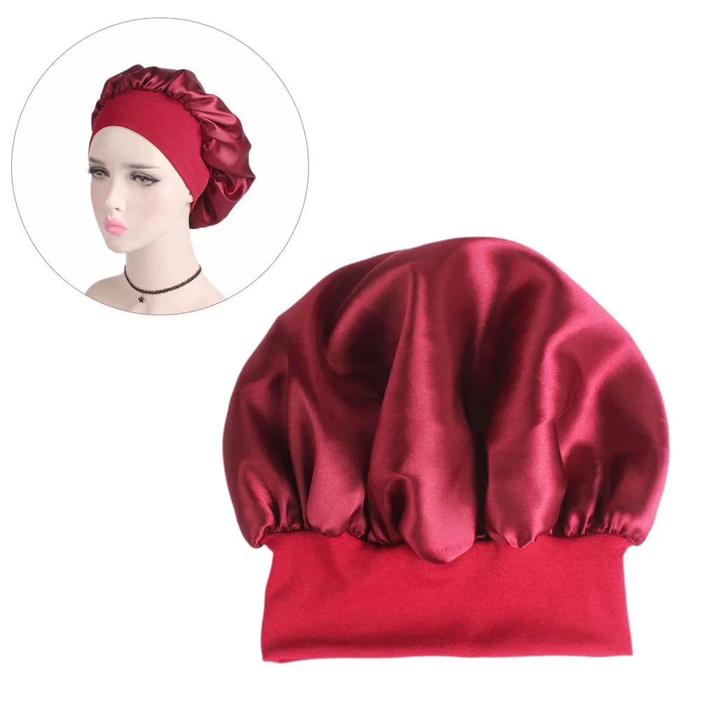 

Capsatin Bonnet Head Cover Sleeping Night Headwear Wrap Hair Hat Girl Slap Slouchy Silk Elastic Nightcap Chemo Loss Turban Salon