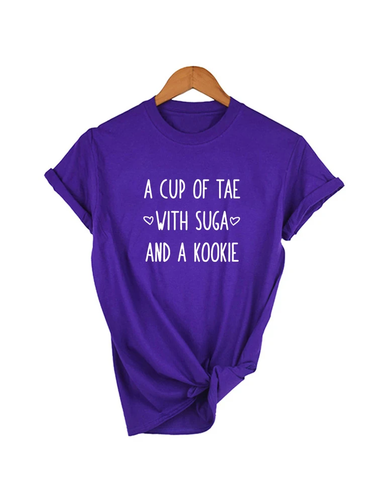 Женская забавная футболка с надписью A Cup of Tea with Sugar and Cookie хипстерские Camisetas