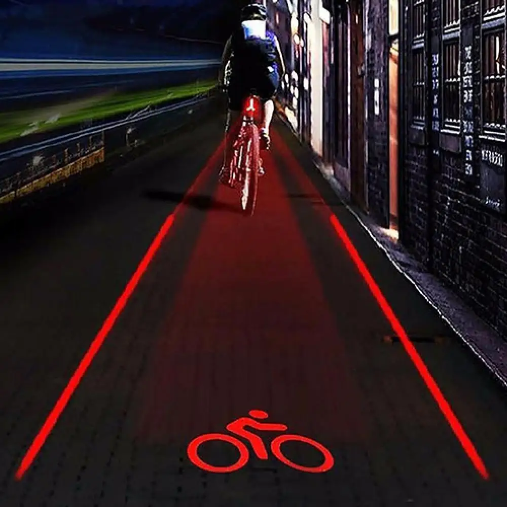 2 Laser + 5 LEDs Rear Bike Tail Light Waterproof Bicycle Cycling Lights Taillights LED Laser Safety Warning Bicycle Lights