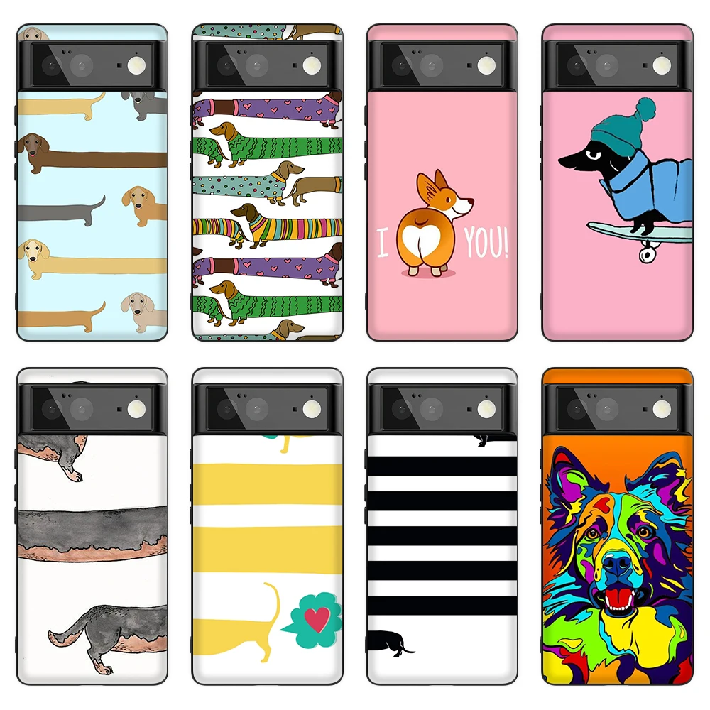 

Cartoon Dachshund Bulldog Coque for Pixel 6 Pro Soft Silicone Case for Google Pixel 6Pro 5A 5 4A 5G 4 3A 3 XL Cover Fundas Shell