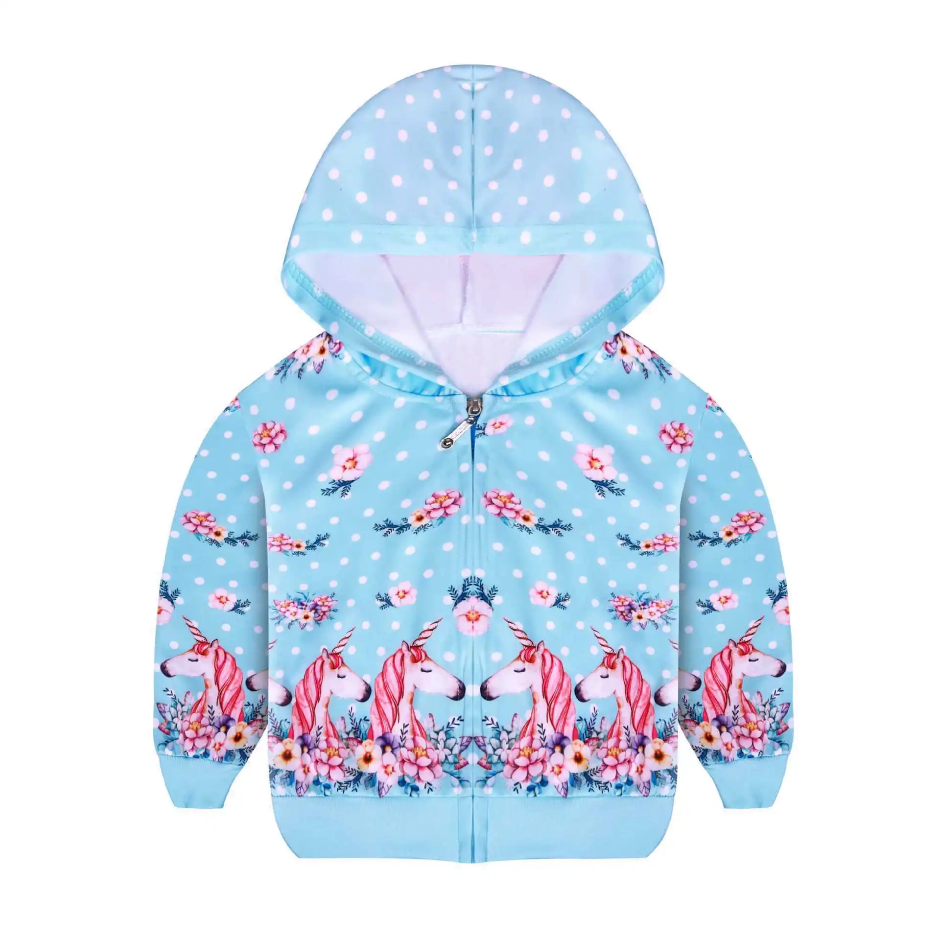 Детское хлопковое пальто для девочек с капюшоном и единорогом