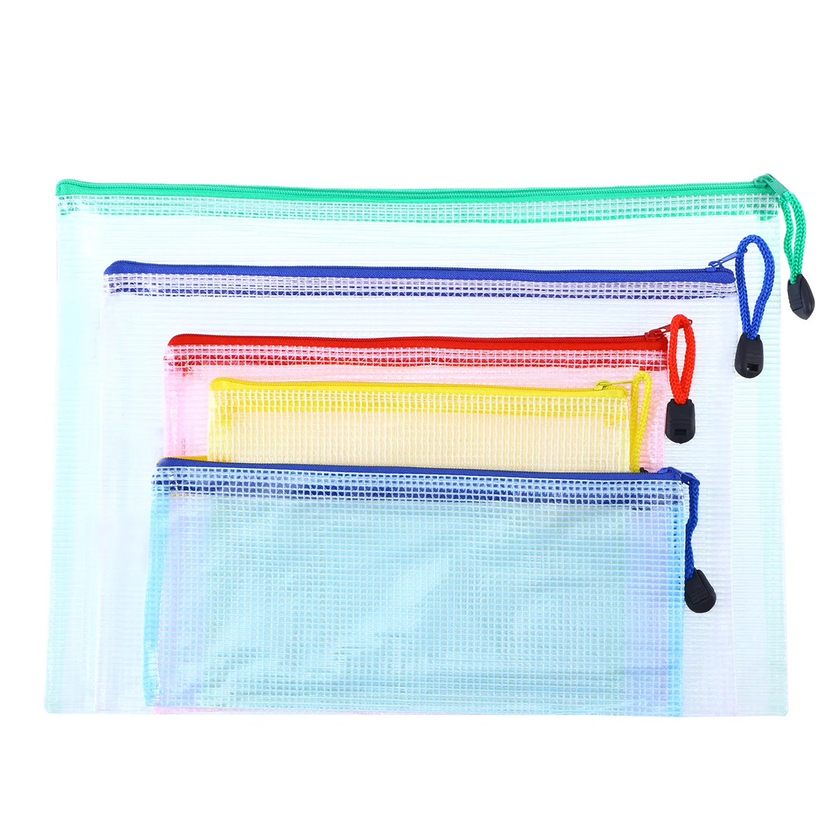 

5pcs Mesh Document Wallet File Zipper Bags A3 Wallet Wallets Folder Zip Wallets