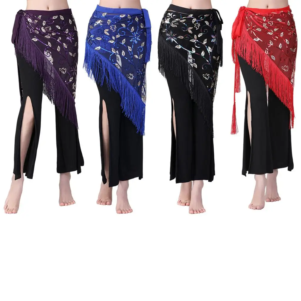 

Chiffon Belly Dance Waist Chain Hip Scarf Women Tassels Sequins Belt Costume