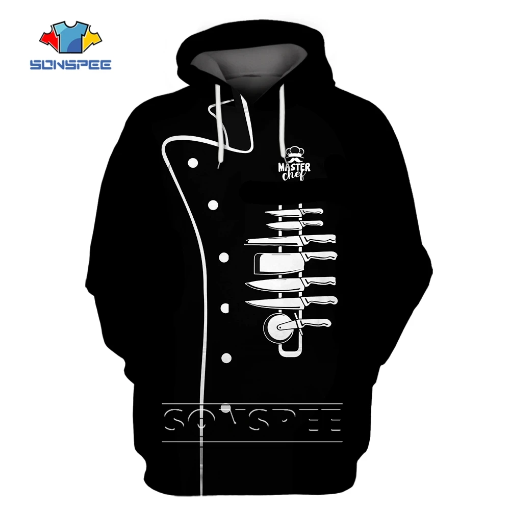 

SONSPEE Cooking Master Chef Custom Name Casual Hoodies O-Neck Sweatshirt Women Oversized 3D Printed Knives Serial Clothing