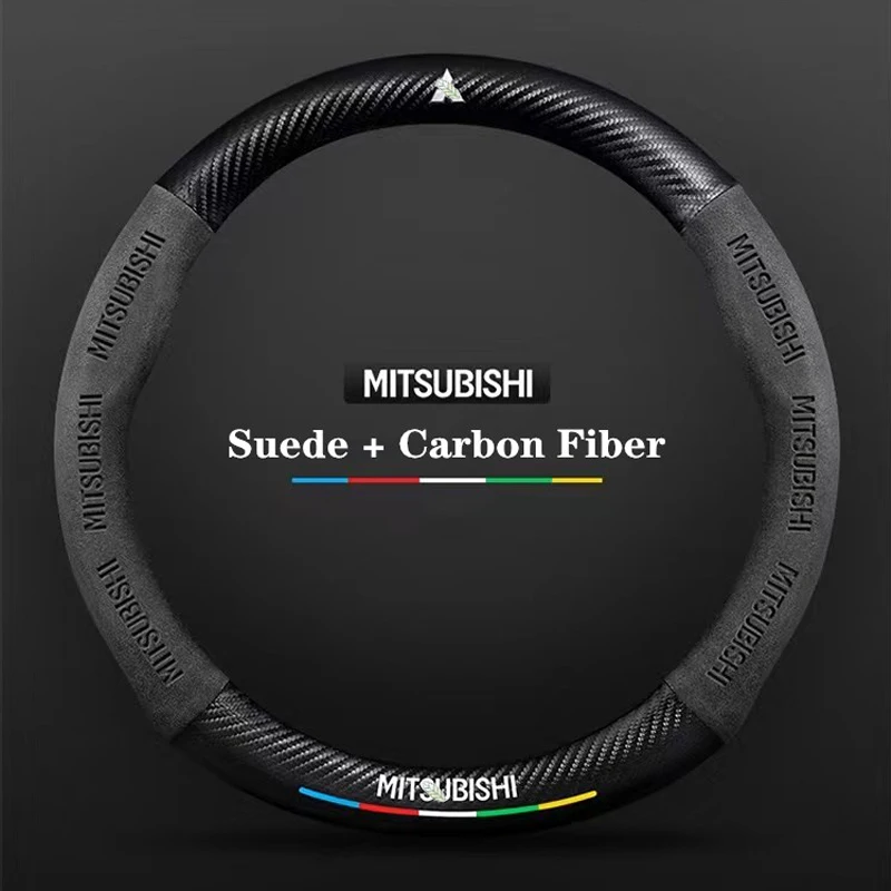 

Car Suede Carbon Fiber Steering Wheel Cover Suitable For Mitsubishi L200 Lancer EX Outlander ASX CUV RVR Colt Pajero Endeavor