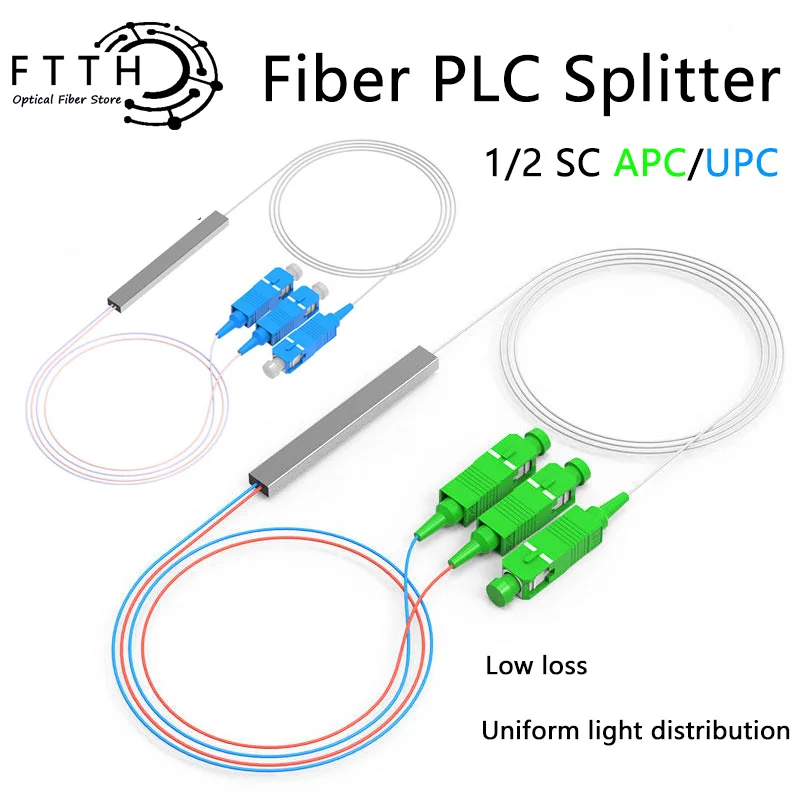 Волоконно-оптический разветвитель PLC 1x2 SC/APC Mini Blockless 1*2 SC UPC коннектор волоконный сплиттер FTTH однорежимный Бесплатная доставка