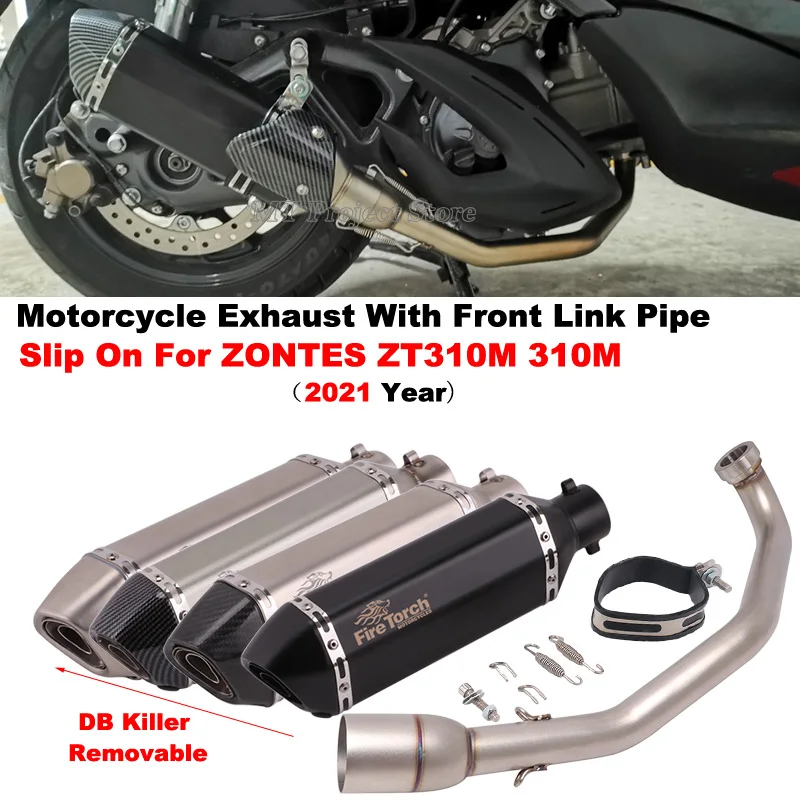 

Slip On For ZONTES ZT310M 310M ZT310 2021 Year Motorcycle Exhaust System Escape Modified Front Link Pipe Muffler Moto DB Killer