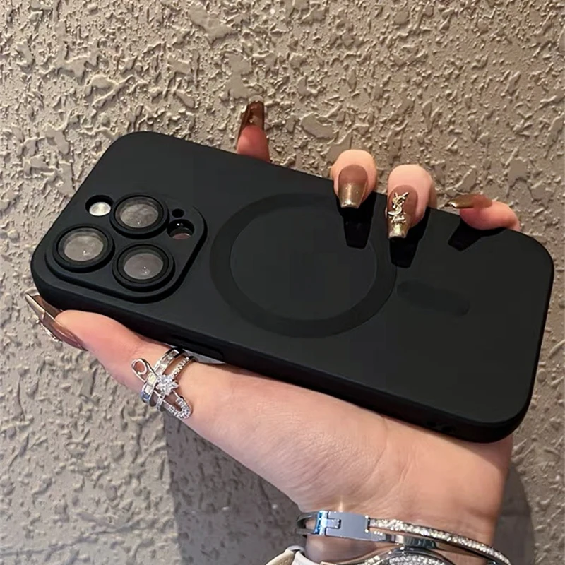 Роскошный чехол для беспроводной зарядки Magsafe iPhone 16 15 14 Pro Max матовые магнитные