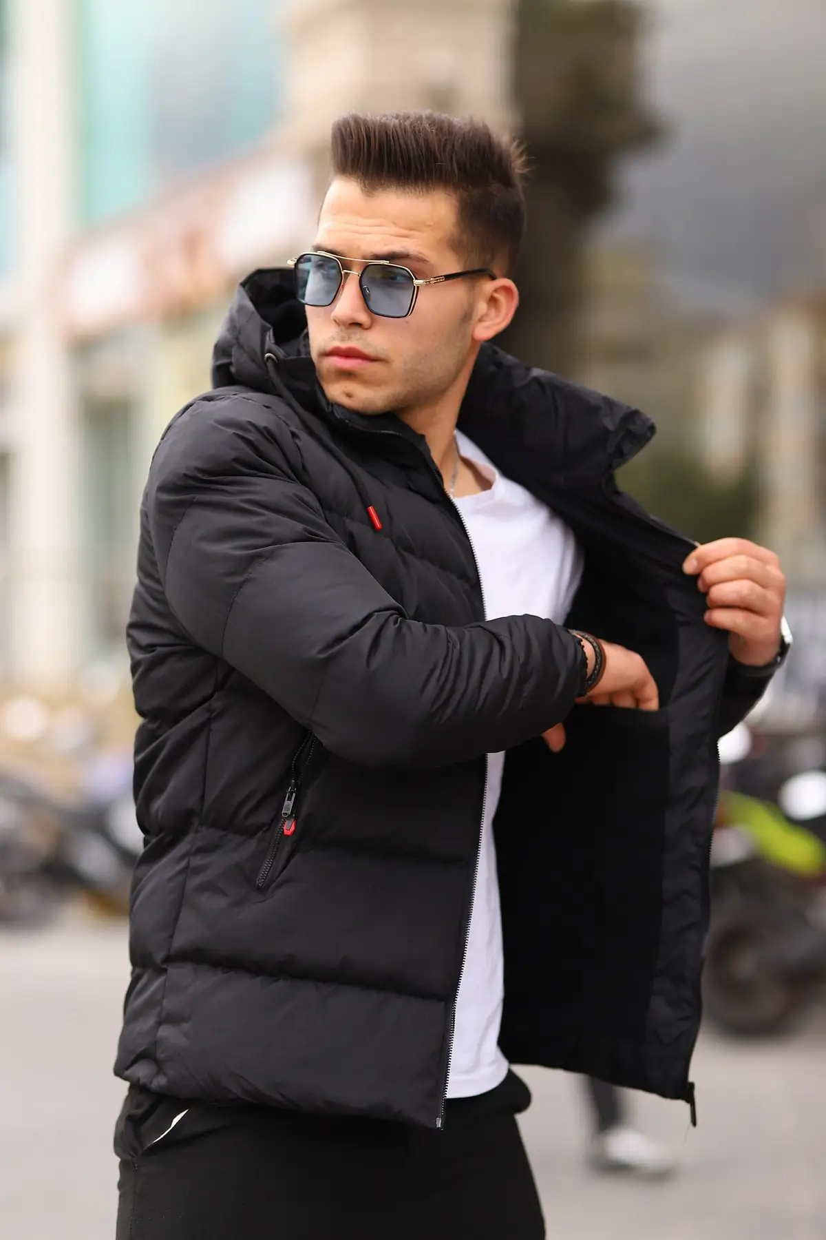 Waterproof And Windproof Fleece Black Men's Coat