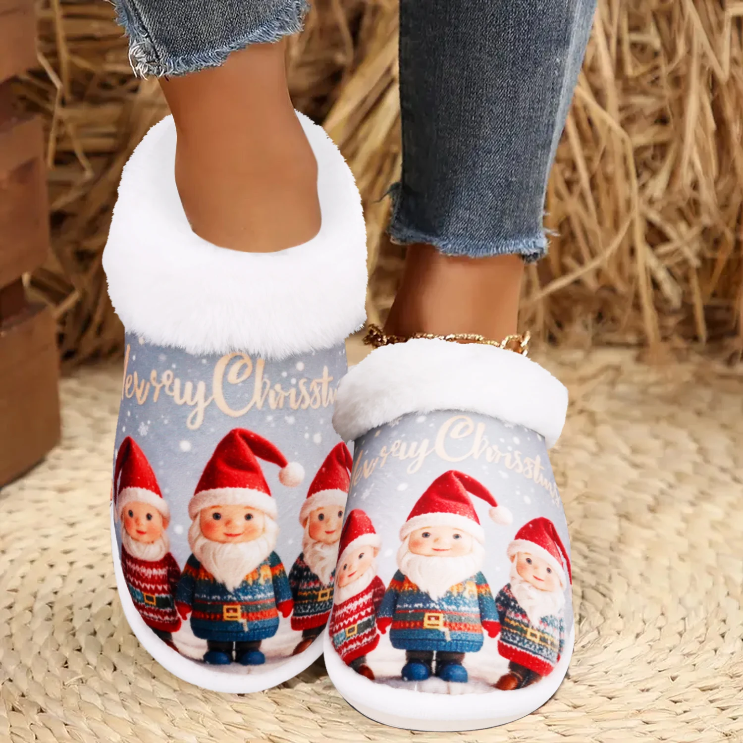 Рождественский подарок милые домашние/наружные тапочки Санта-Клауса домашние из