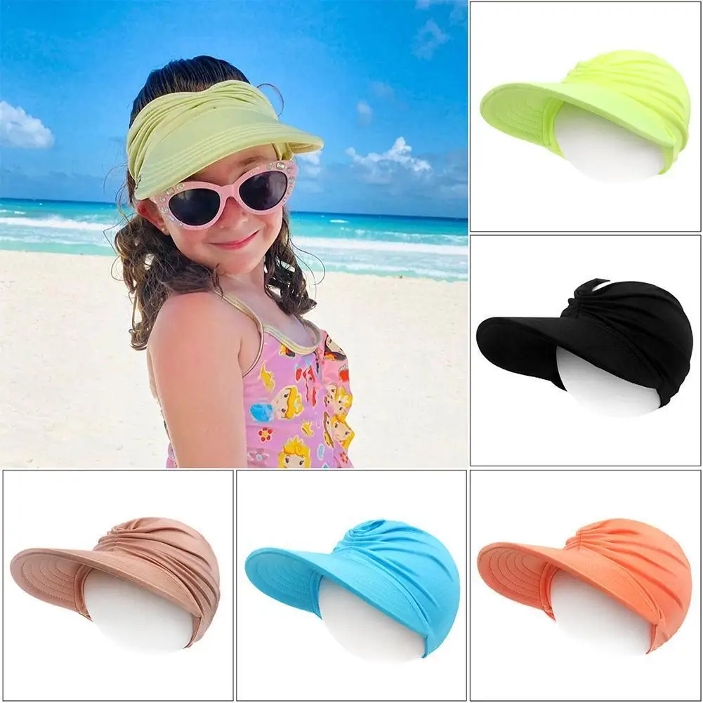 

Summer Sun Hats For Kids Elastic Girl's Sun Visor Sun Hat Anti-ultraviolet Elastic Hollow Top Hat Casual Caps Gorras 7 Colors