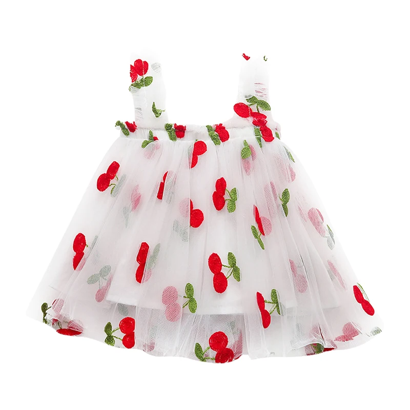 

2022 new Summer Cute Sleeveless Strap Tulle Baby Girl Dress First Birthday Girl Party Princess Dress Toddler Girl Clothes 12M-6T