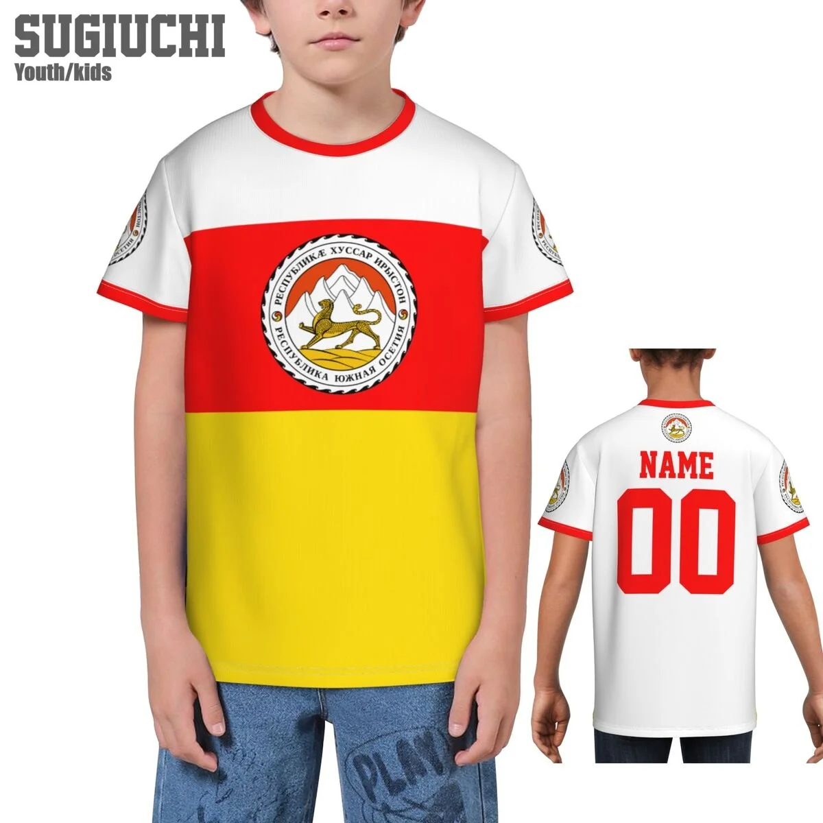 

Custom Name Number South Ossetia Flag Emblem 3D T-shirts For Kids Youth Boy/Girl Tees jersey Soccer Football Fans Gift T shirt