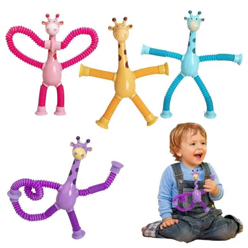 

Telescopic Suction Cup Giraffe Toy Suction Cup Retractable Giraffe Toys Interactive Decompression Toy Gifts For Kids