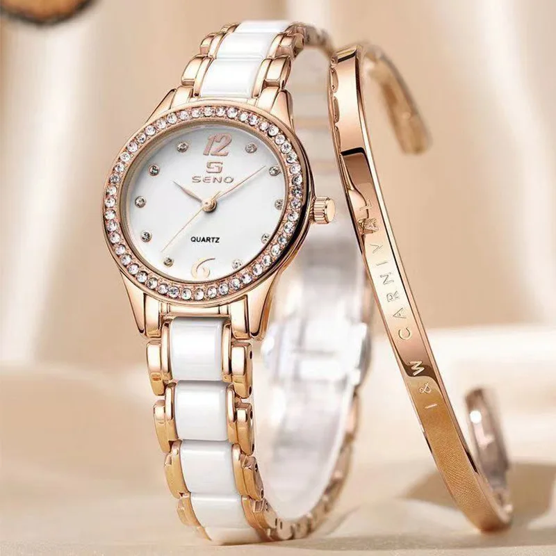 

2023 Ceramics Elegant Watch For Women Luxury Brand Waterproof Rose Gold Ladies Wrist Watches Relogio Feminino