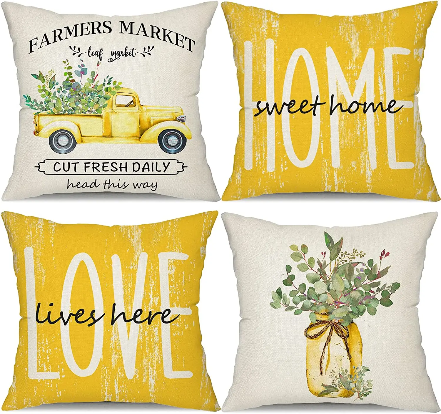 

Spring Lime Green Rings Modern Geometry Flax Cotton Hidden Zipper Throw Pillow Covers 24x24 in (Two Sides)