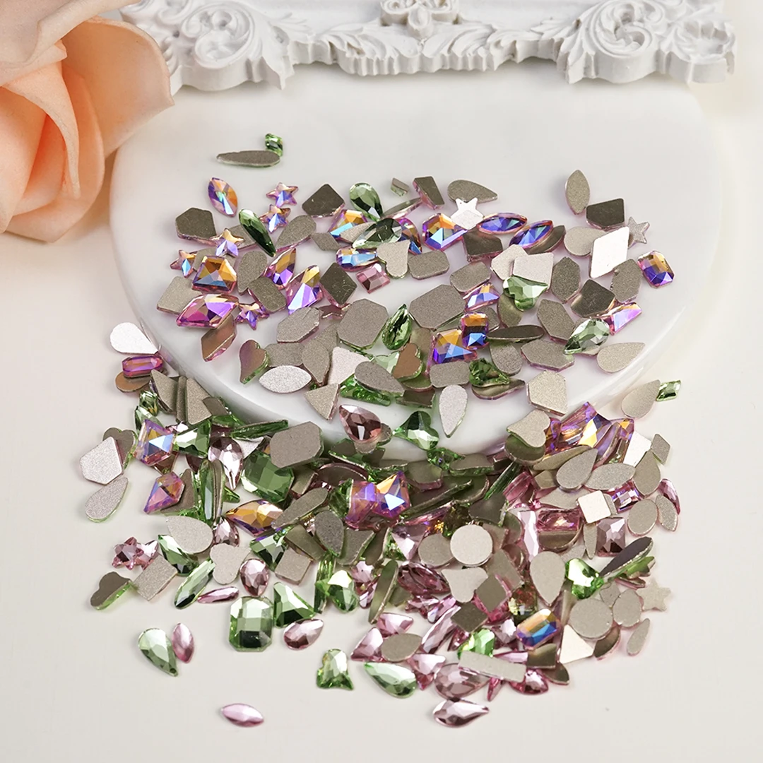 

Mixed Nail Shiny Glass Crystal Rhinestones Flatback Diamond Gems Stones Shaped 3D Glitter Nail Art DIY Decorations Manicure