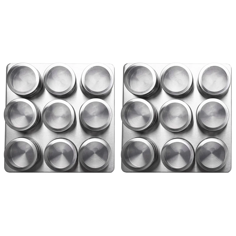 

18 Pieces Magnetic Spice Jars Set Stainless Steel Salt And Pepper Shakers Spice Rack Seasoning Box Condiment Container