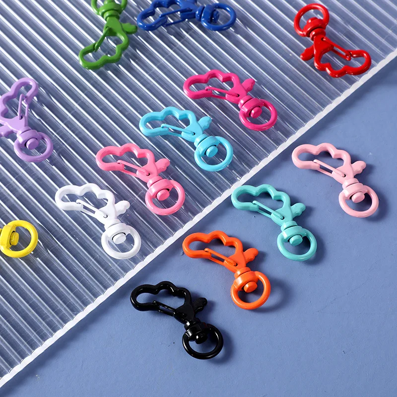 

10 Pcs/Lot 13 Colors Mixed Cloud Shape Lobster Clasp Hooks End Connectors Keychain for DIY Chain Accessories Jewelry Findings