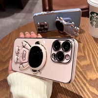 luxury astronaut stand holder plating soft silicone case for iphone 13 12 11 pro max mini xr x xs 7 8 plus se 2 shockproof cover