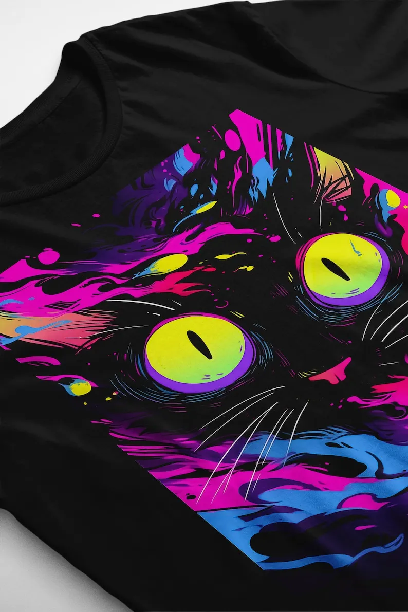 Psychedelic Weirdcore футболка с котом в стиле панк эстетика Триппи альт одежда для гранж