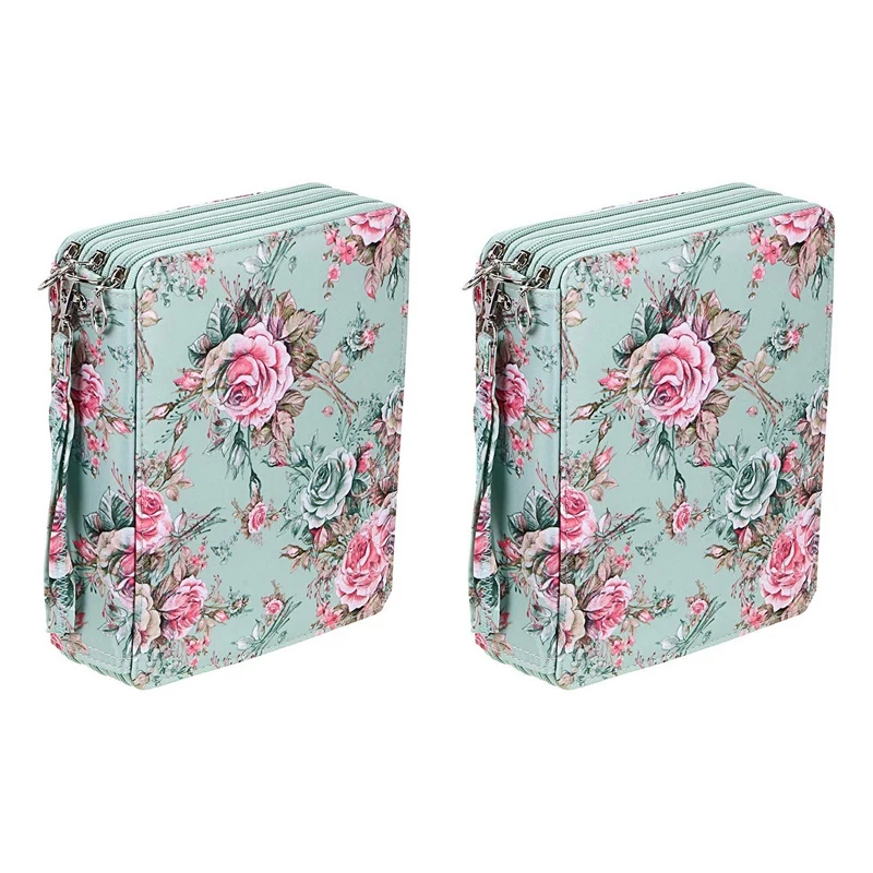 

2X 120 Slots Colored Pencil Case With Compartments Pencil Holder For Watercolor Pencils(Rose)