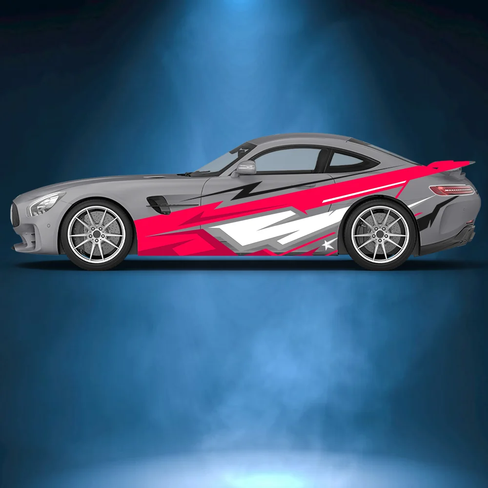 Красочные линии молнии и звезды боковая наклейка на автомобиль виниловая