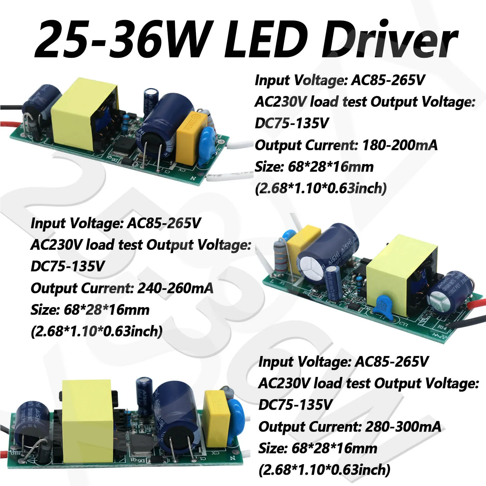 Драйвер для светодиодов 280-300 мА 6-12 Вт 18-36