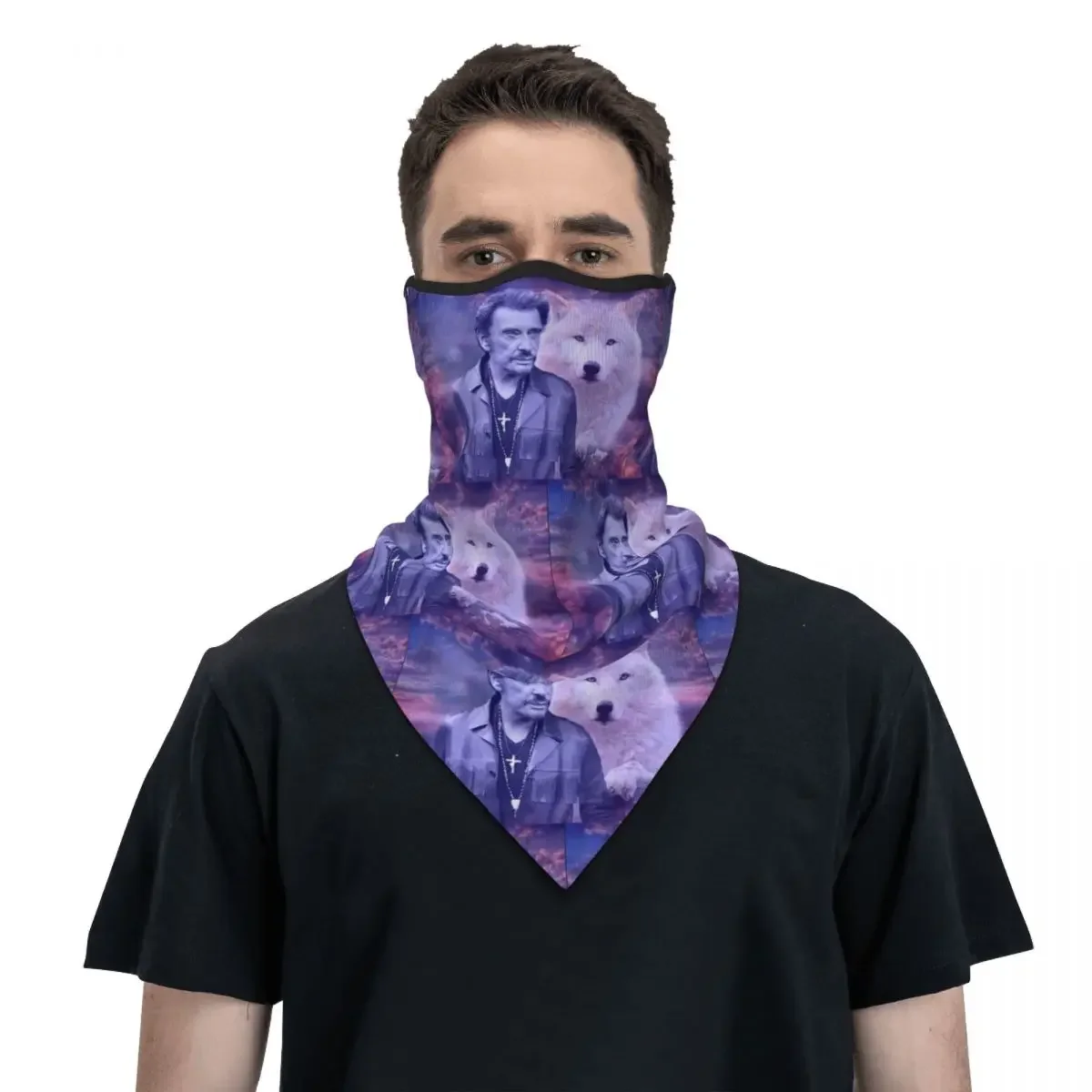 

Johnny Hallyday Neck Gaiter Women Men Windproof Winter French Singer Rock Music Bandana Scarf for Hiking