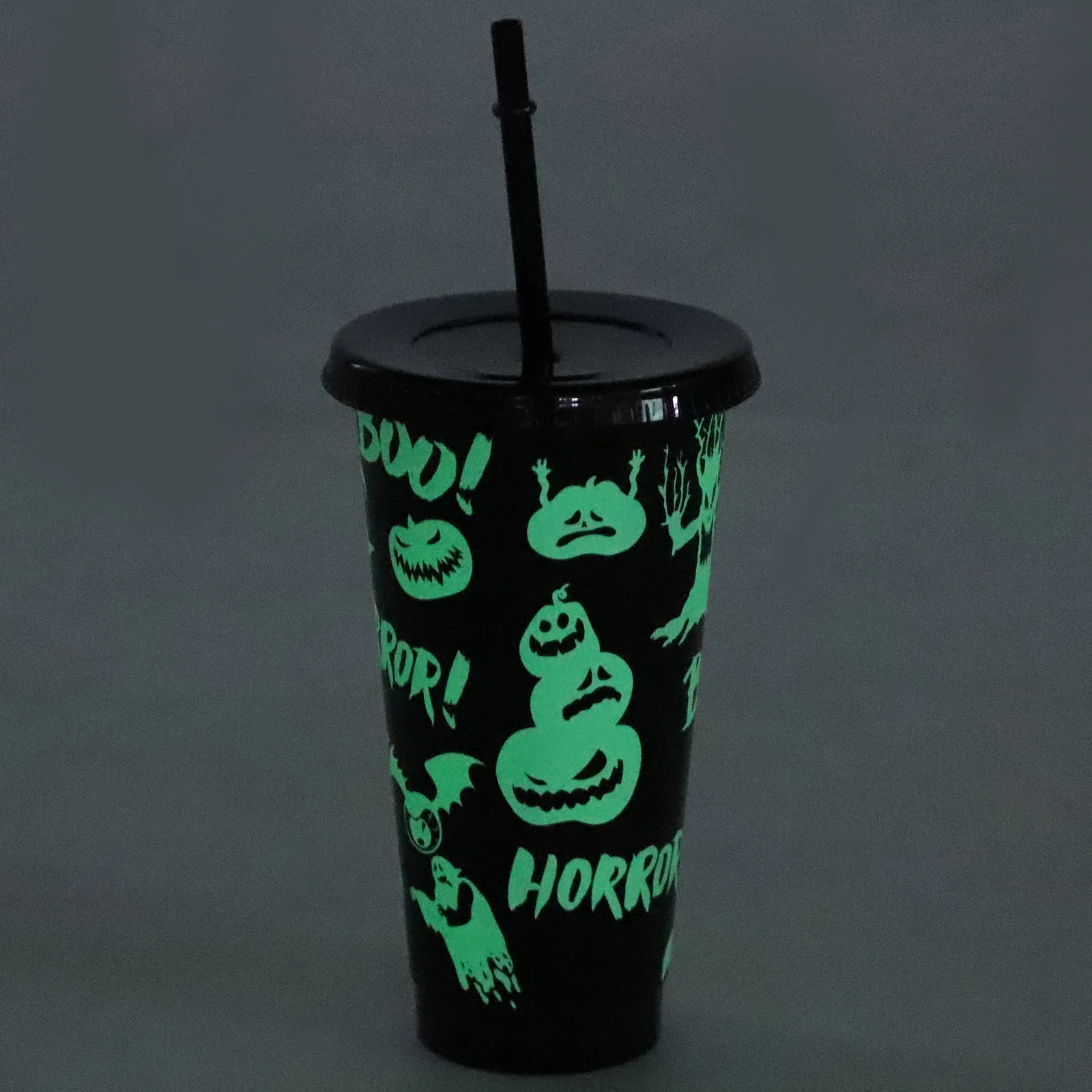 

Cup Water Drinkingmugtumblerbottle Straw Travel Luminous Tumblers Glass Coffee Lid Pumpkincups Lightglow Decorative Beer