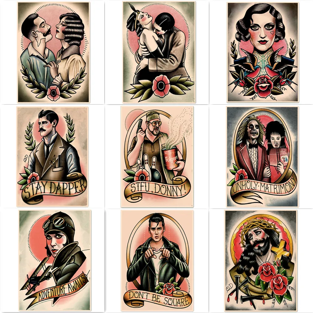 Винтажная матовая искусственная живопись Настенный декор парикмахерской