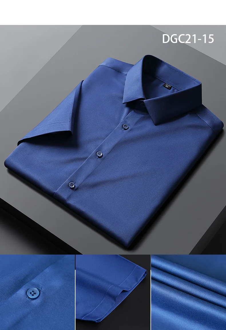 EUOW 2022 Fashion Men Suit Tee Shirts Summer Formal Business Short-sleeved Tops Slim Breathable Anti-wrinkle Dress Shirts Men