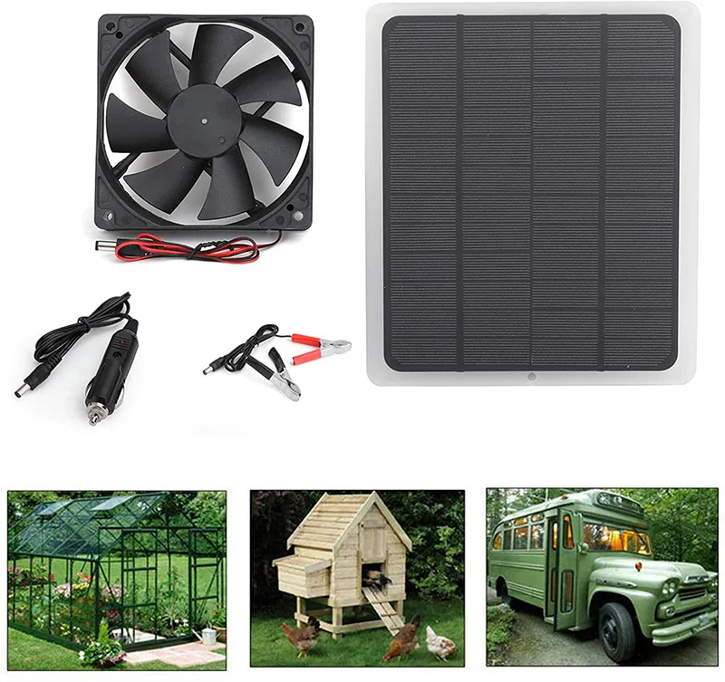 

10W Solar Panel Fan Set Outdoor Mobile Phone Charging Panel Pet Fishing Ventilation Cooling Power Generation Panel